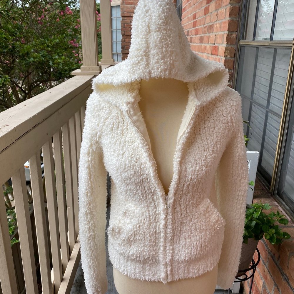 100% Polyester Sz Junior Large White Hooded Jacket